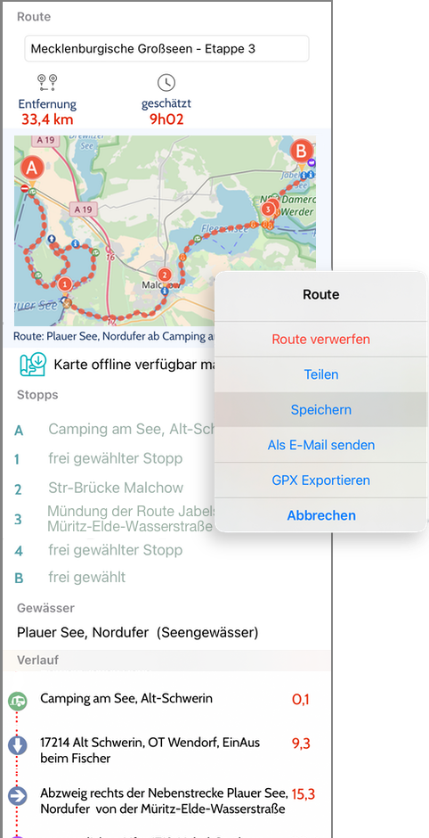 Edition PLUS Route speichern